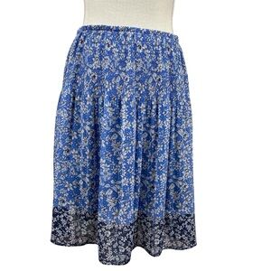EUC Max Studio Floral Midi Skirt Smocked Elastic Waistband Size XL
